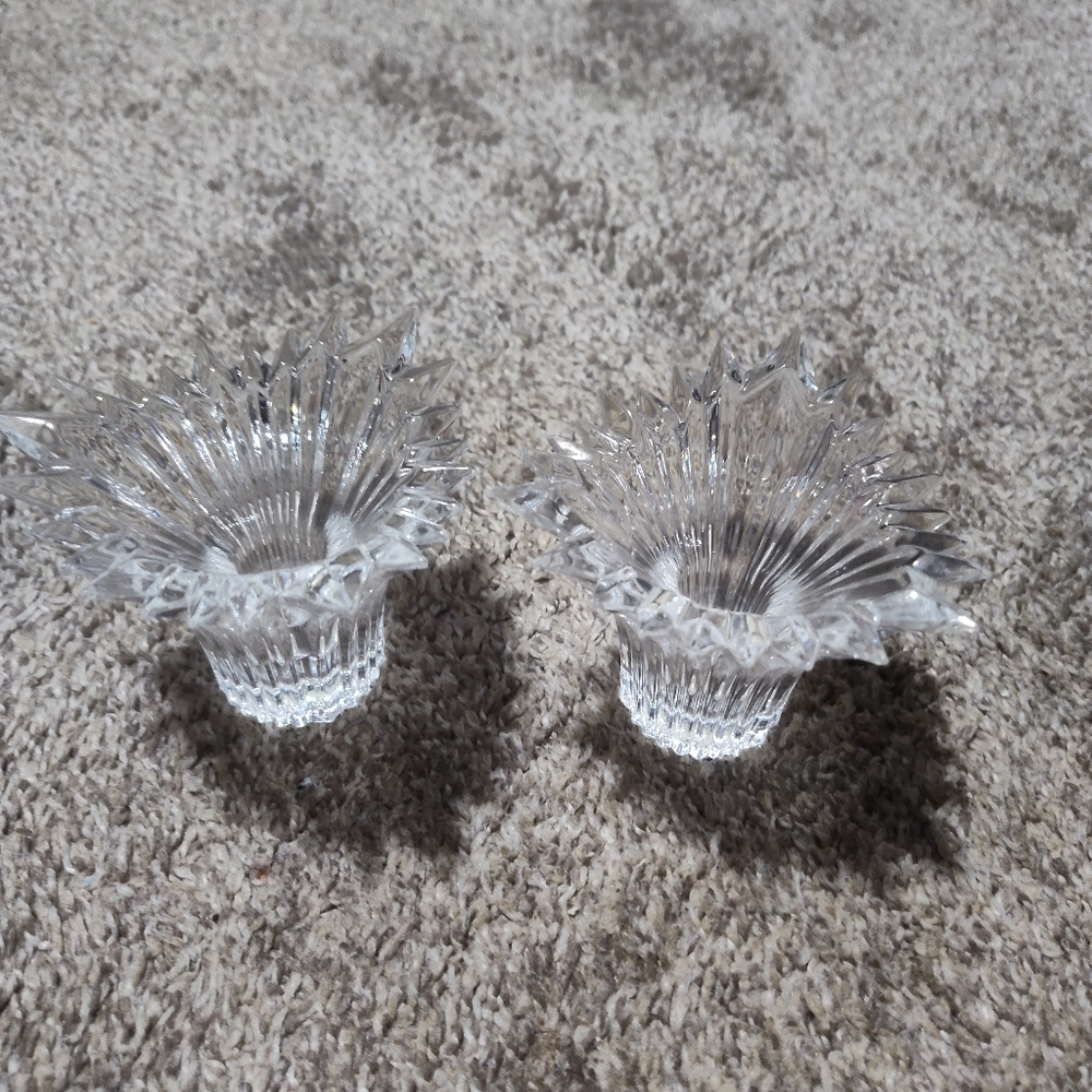 Pair of crystal candle holders